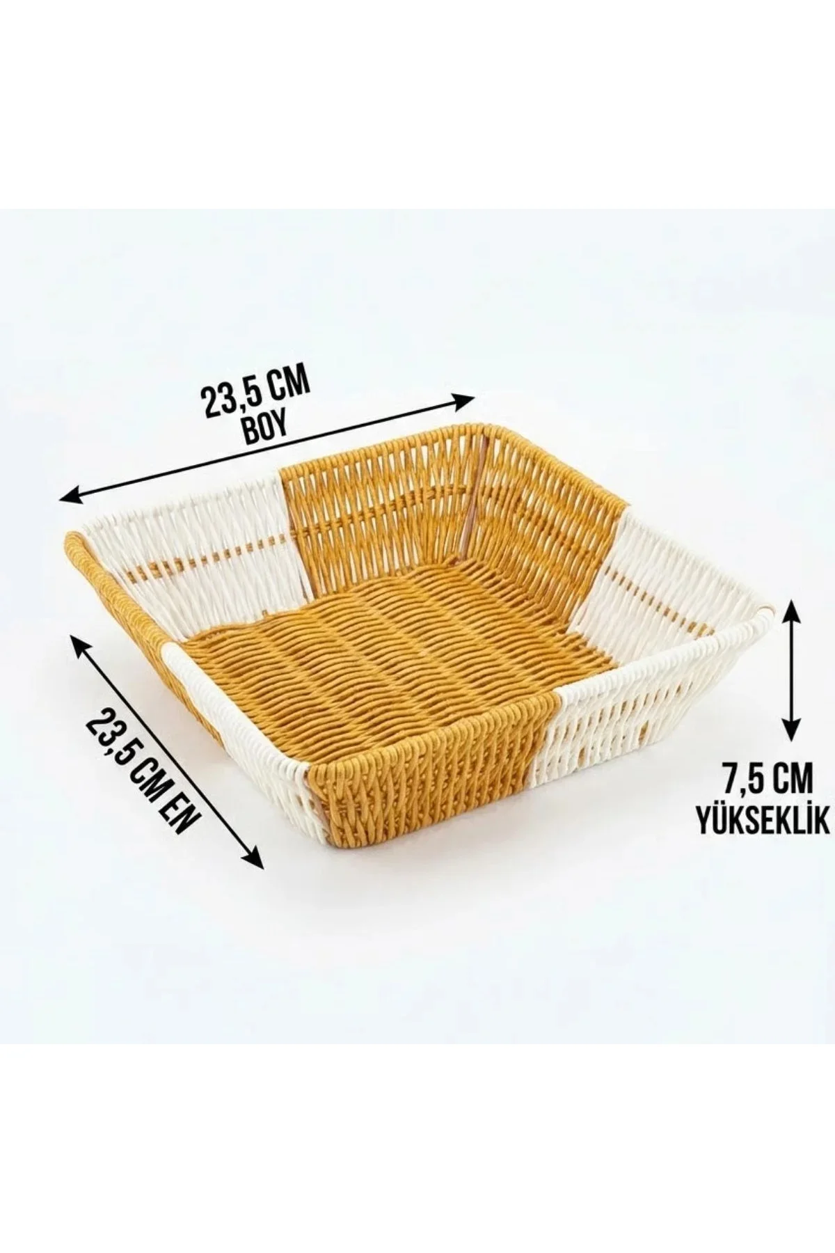 Kare Çift Renkli Plastik Rattan Ekmek ve Meyve Sepeti - Çok Amaçlı Banyo ve Mutfak Düzenleyici - Yık