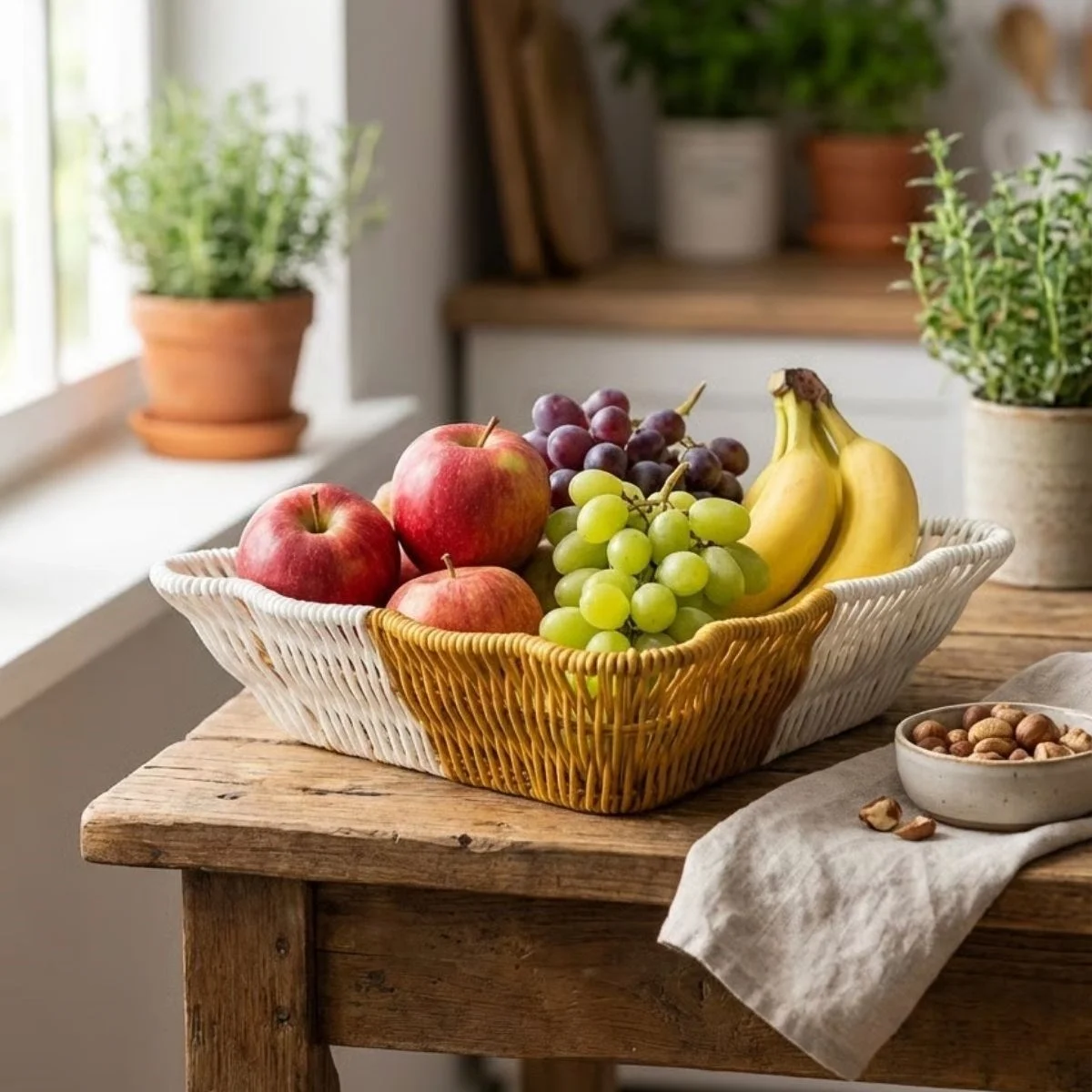 Kare Dalgalı Çift Renkli Plastik Rattan Ekmek Ve Meyve Sepeti - Çok Amaçlı Banyo Ve Mutfak Düzenleyici - Yıkanabilir Tezgâh Üstü Organizer Bx40 Fiyatı, Yorumları ve Özellikleri
