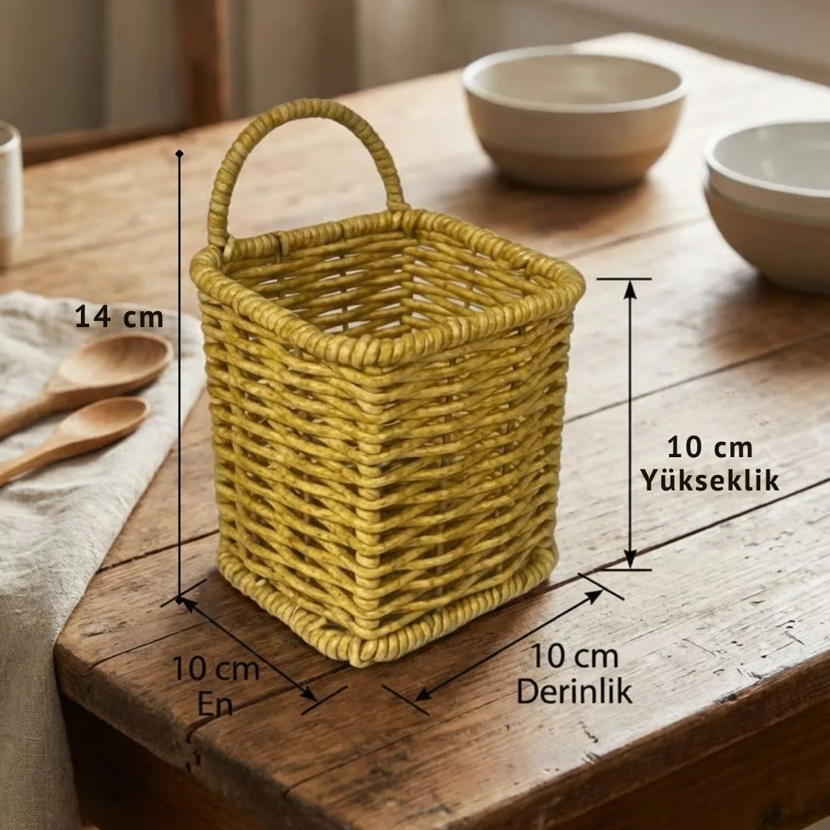 Kare Hasır Dokulu Plastik Rattan Kaşıklık & Çatallık – Askılı Kendiliğinden Tutmalı Çok Amaçlı Mutfak Organizeri Kare Hasır Dokulu Plastik Rattan Kaşıklık & Çatallık – Askılı Kendiliğinden Tutmalı Çok Amaçlı Mutfak Organizeri