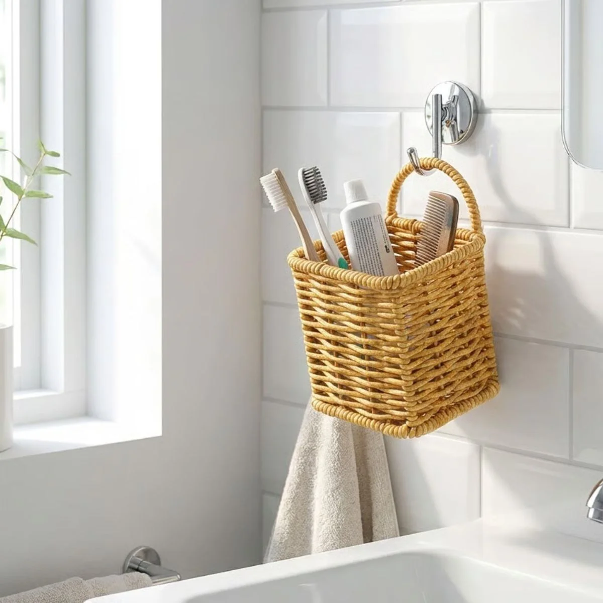 Kare Hasır Dokulu Plastik Rattan Kaşıklık & Çatallık – Askılı Kendiliğinden Tutmalı Çok Amaçlı Mutfak Organizeri Kare Hasır Dokulu Plastik Rattan Kaşıklık & Çatallık – Askılı Kendiliğinden Tutmalı Çok Amaçlı Mutfak Organizeri