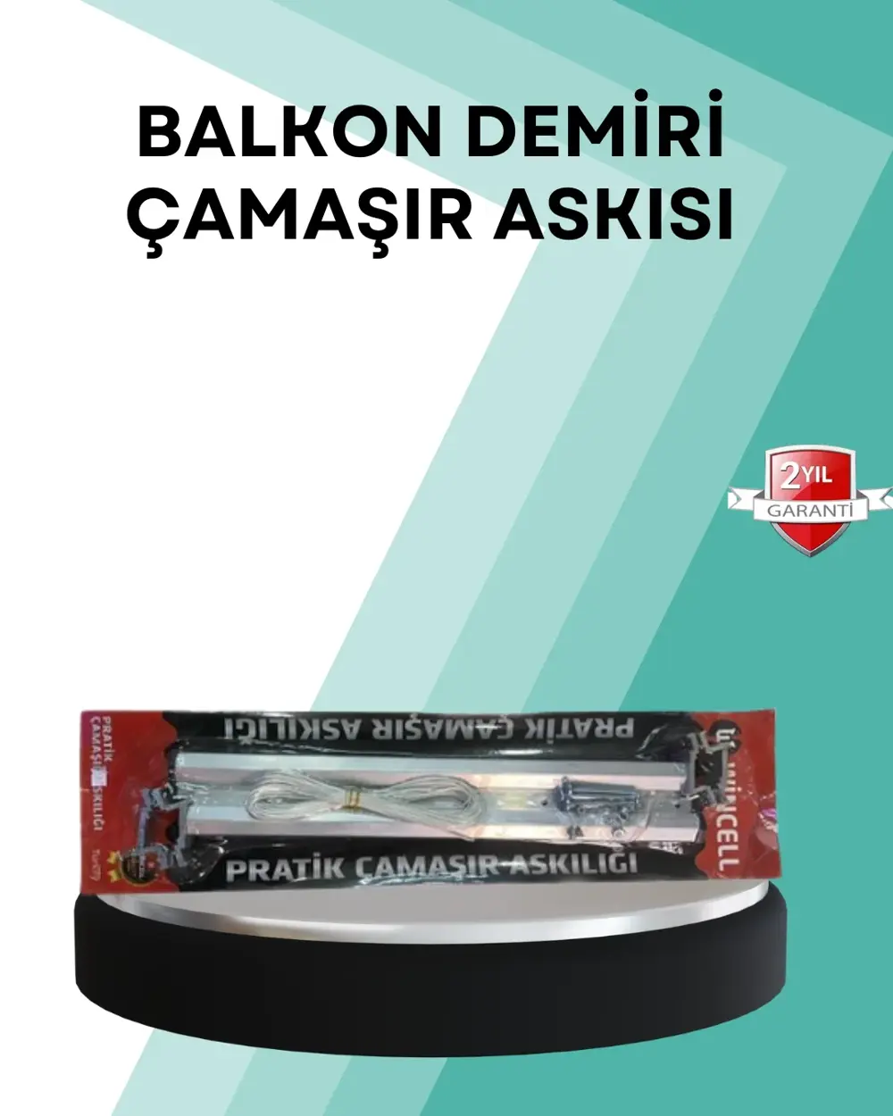 Kare Küpeşte Uyumlu Balkon Çamaşır Askısı 25x60 cm Beyaz Pratik