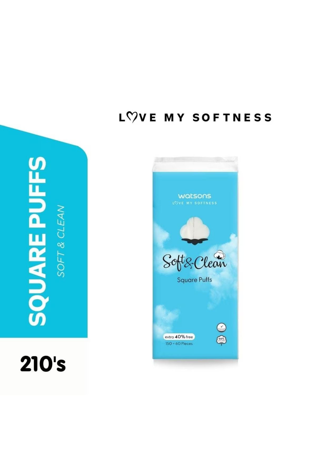 Kare Makyaj Temizleme Pamuğu 210 Adet %100 Saf Pamuk