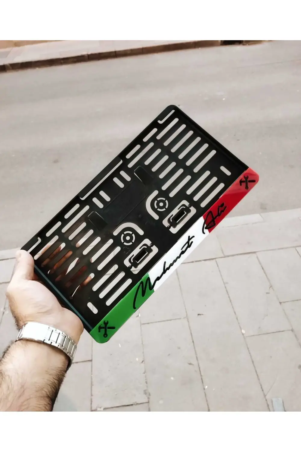 Kare Plakalık Italyan Bayraklı Kişiye Özel Lazer Kesimpleksi|isim
