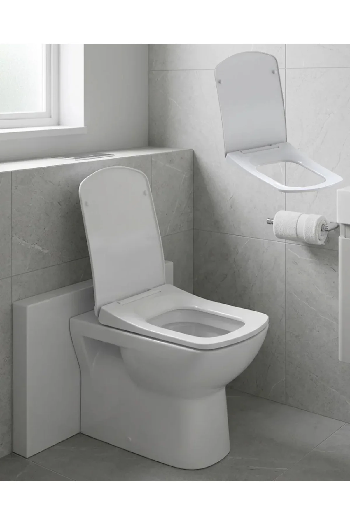 Kare Slim Klozet Kapağı Sessiz Kapanma Dayanıklı Tasarım