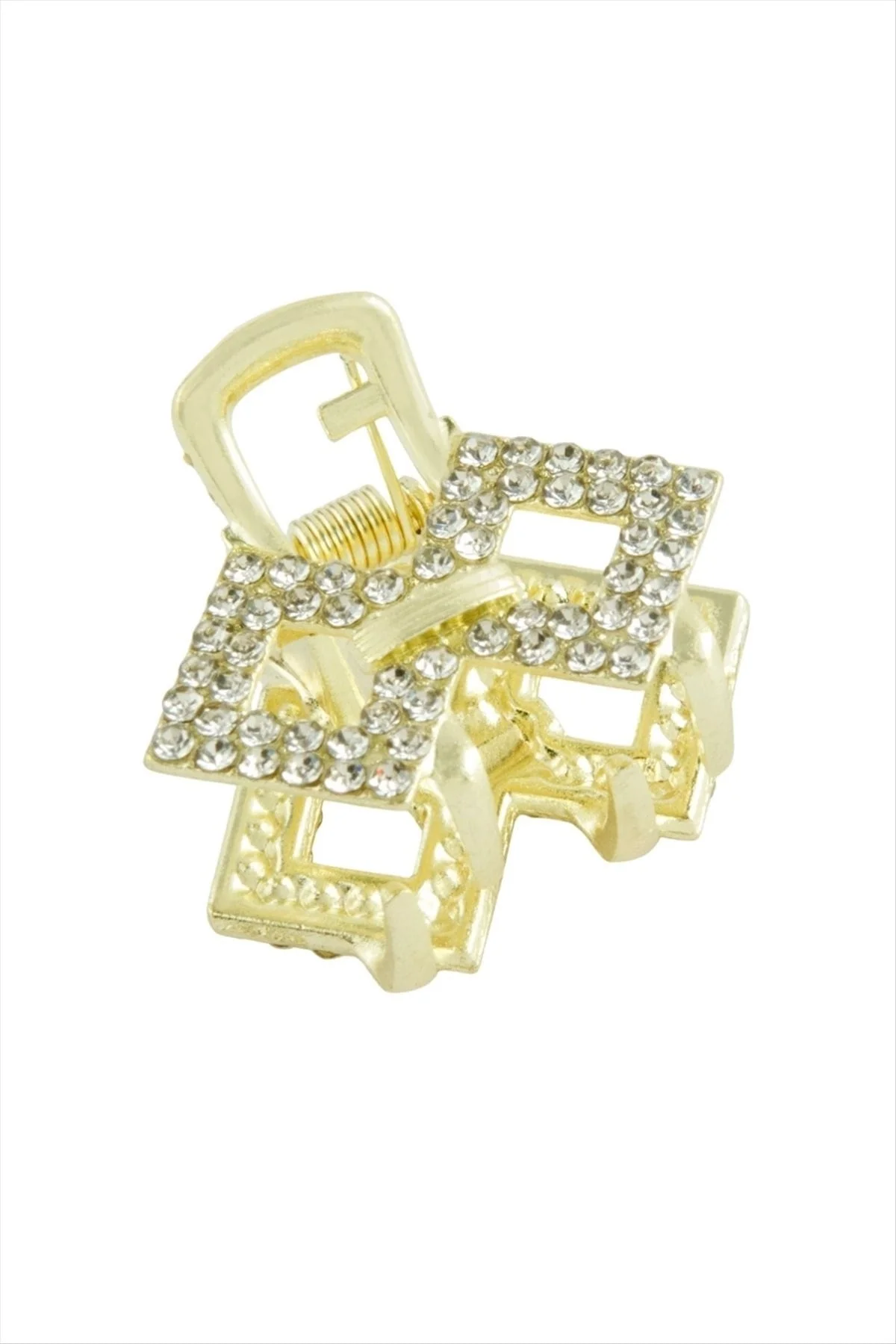 Kare Taşlı Minik Metal Mandal Toka 2,5 cm