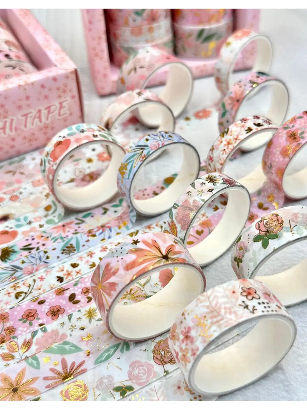 Kare Vintage Washi Tape Bant Yapışkanlı Maskeleme Kağıdı Desenli 