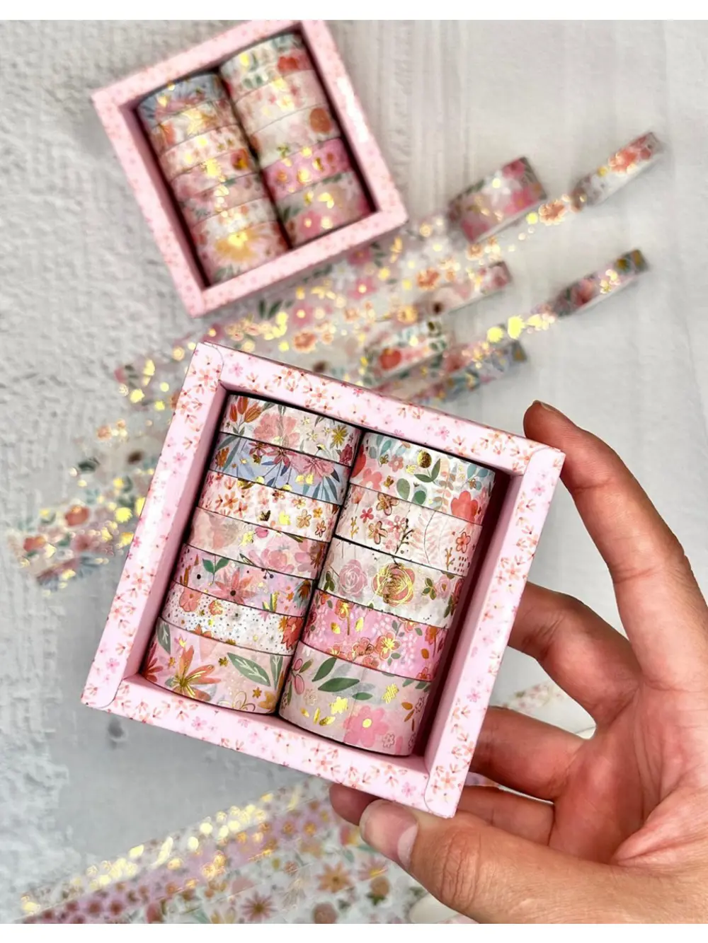 Kare Vintage Washi Tape Bant Yapışkanlı Maskeleme Kağıdı Desenli 