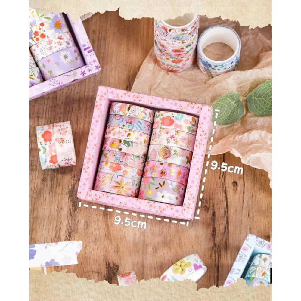 Kare Vintage Washi Tape Bant Yapışkanlı Maskeleme Kağıdı Desenli 