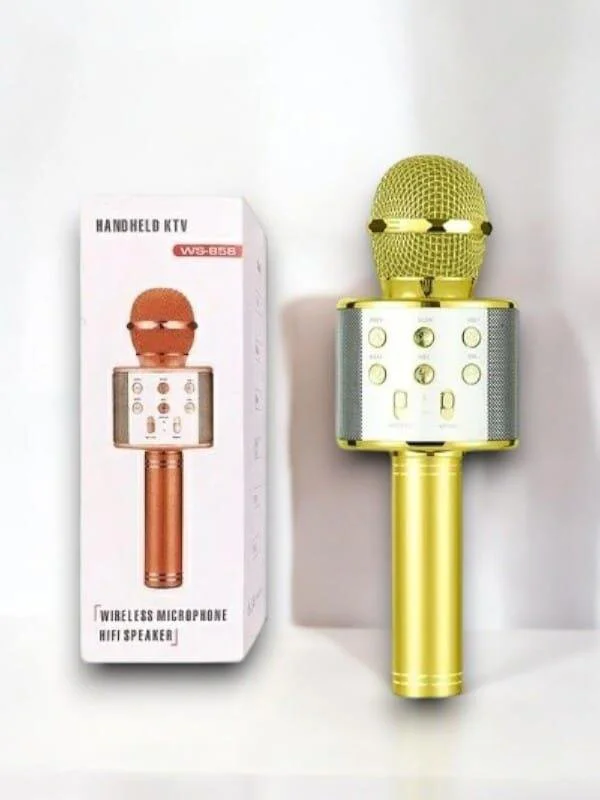 Kareoke Mikrofon - Kablosuz Bluetooth Hoparlör, SD Kart ve Aux Girişi, 10m Çekim Alanı