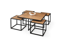 Sivas Gözde Mobilya Kares 4 Zigonlu Orta Sehpa Metal Ayak 90X90x45