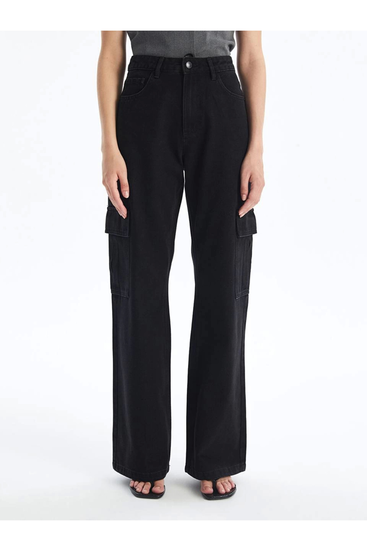 Ruby Kargo Cep Jeans Pantolon Siyah
