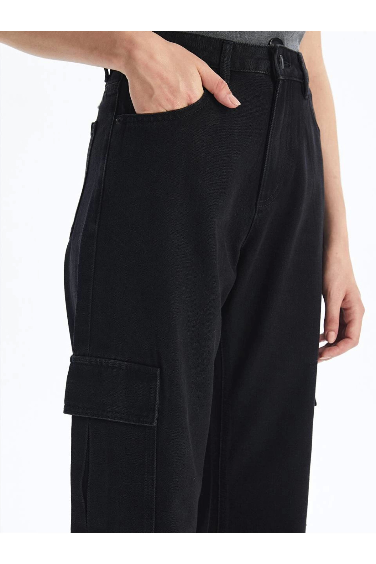 Ruby Kargo Cep Jeans Pantolon Siyah