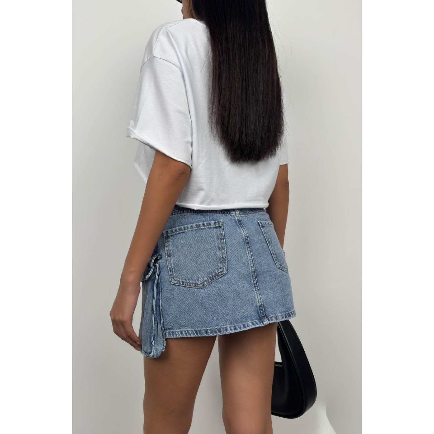 Kargo Cep Mini Denim Etek