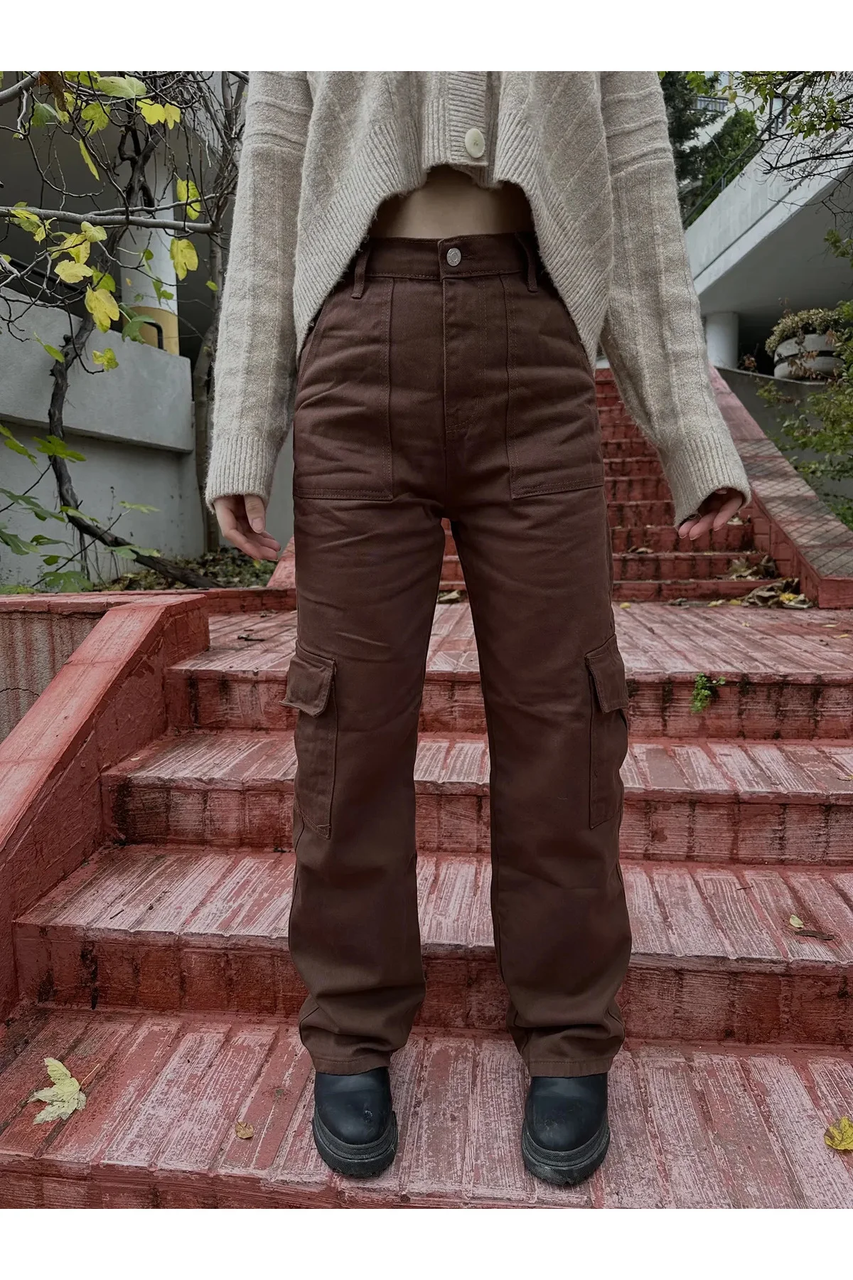 Kargo Cep Wide Leg Pantolon