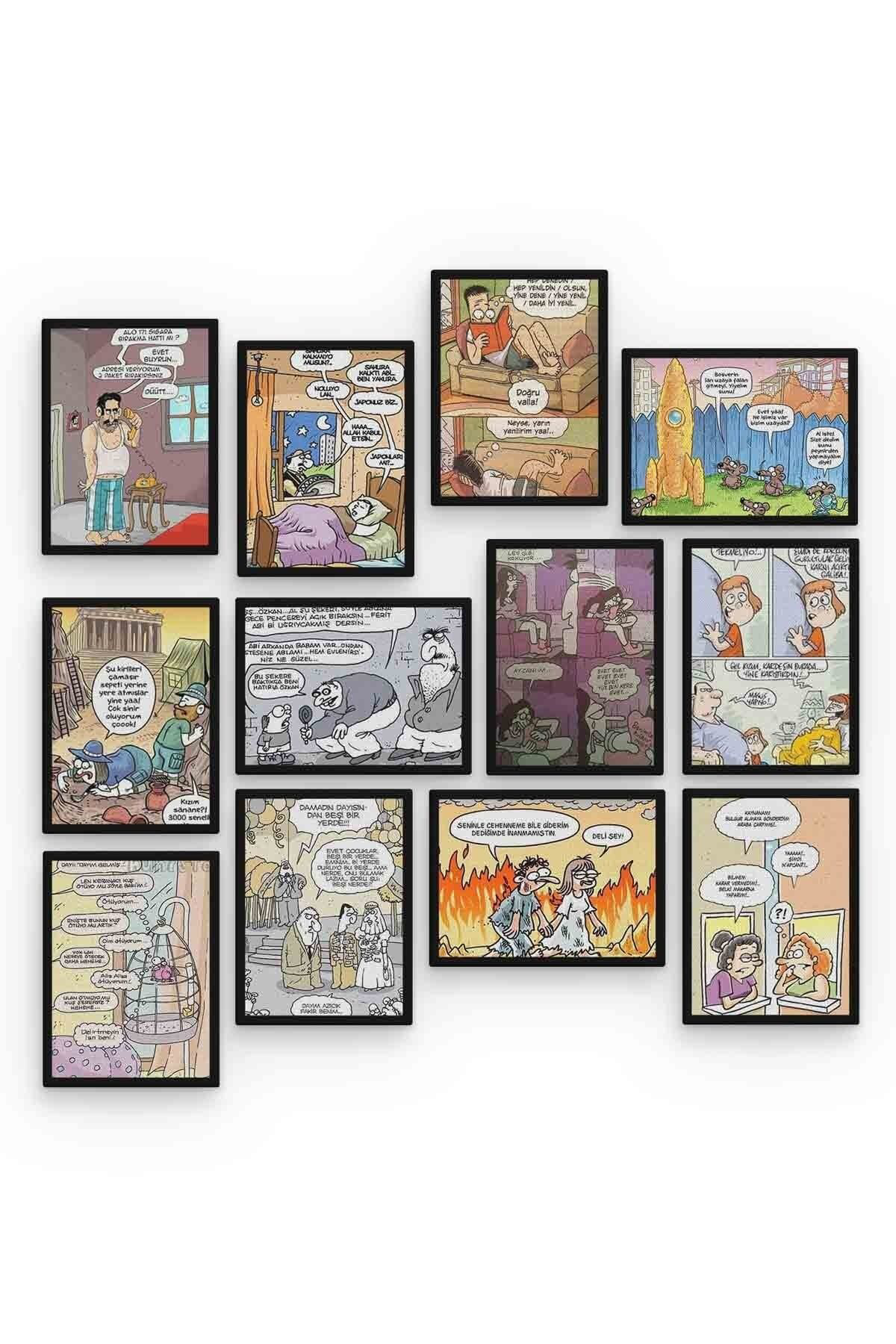 Karikatür 12 Parça Mdf (ahşap) Tablo Ofis Boyu 