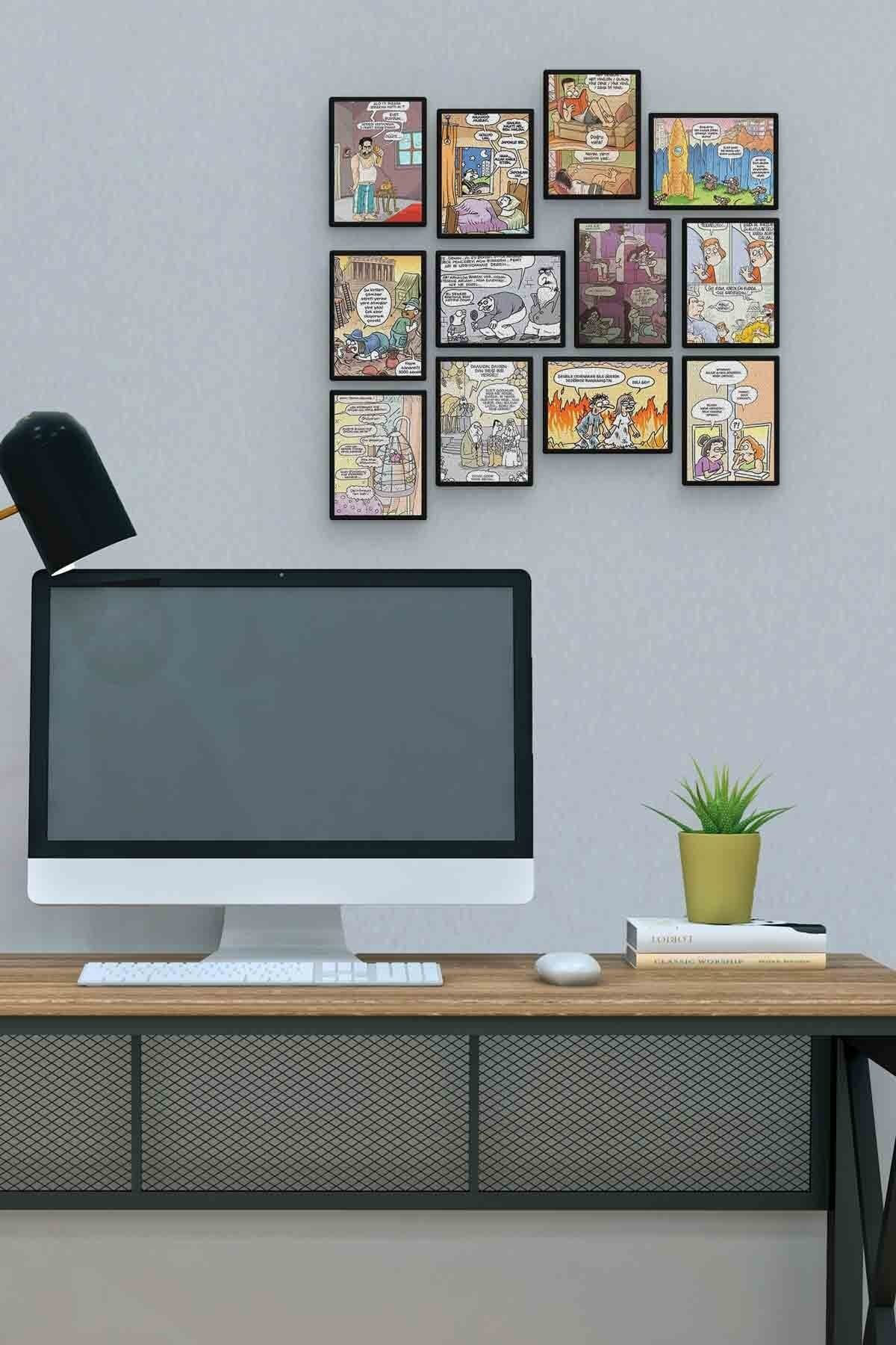 Karikatür 12 Parça Mdf (ahşap) Tablo Ofis Boyu 