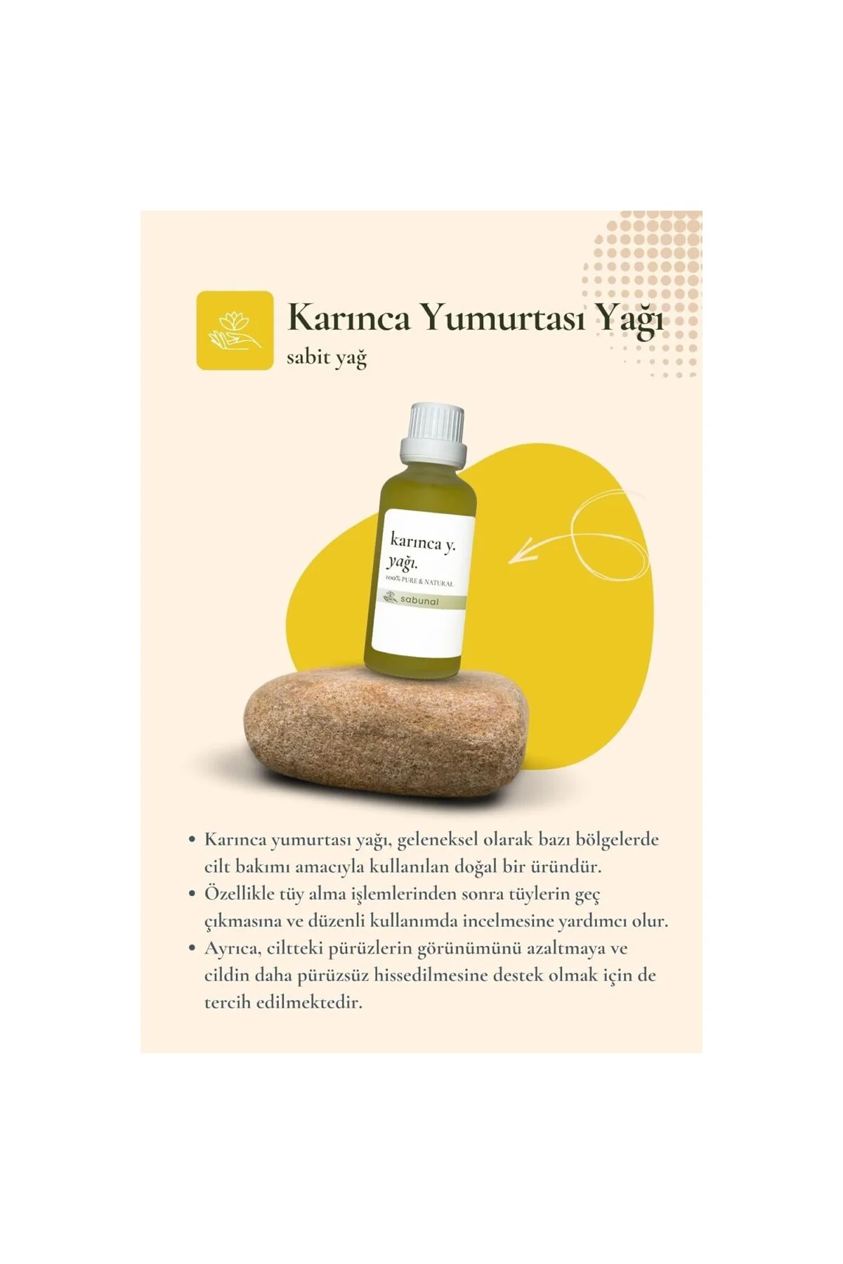 Karınca Yumurtası Yağı 50 ml - Epilasyon Sonrası Tüy Azaltıcı Bakım Yağı
