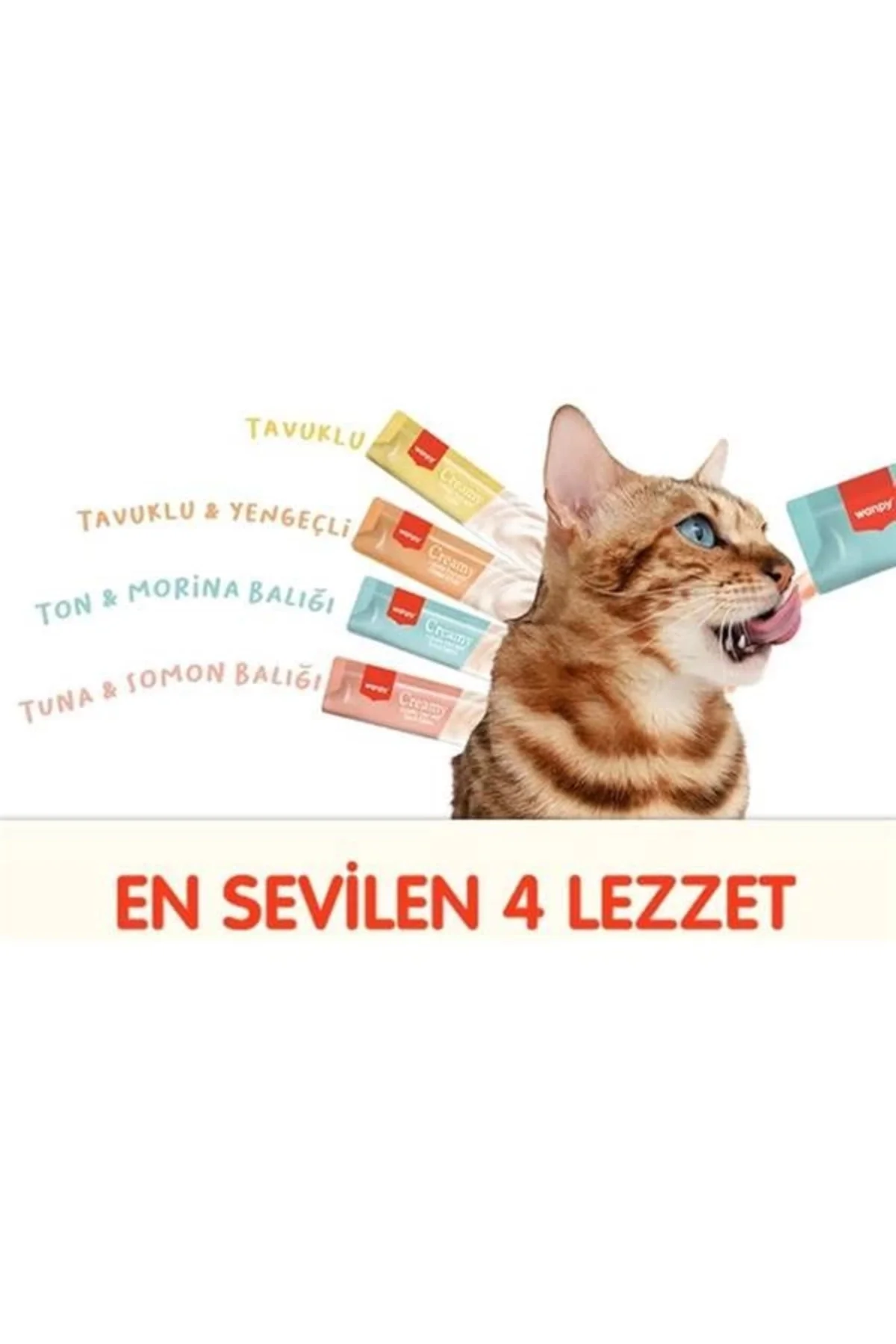 Karışık 4 Lezzet 100'lü Krema Kedi Ödülü 100 * 14 gr
