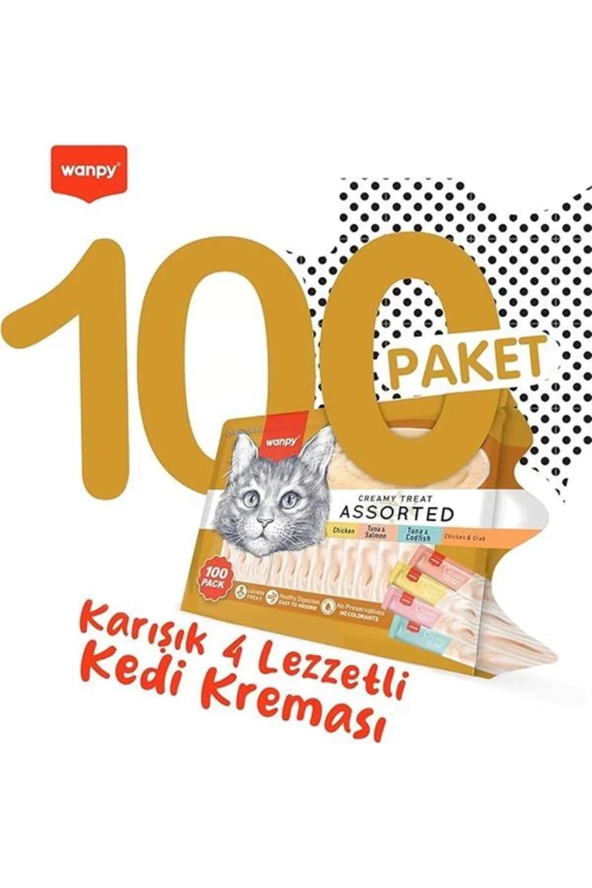 Karışık 4 Lezzet 100'lü Krema Kedi Ödülü 100 * 14 gr