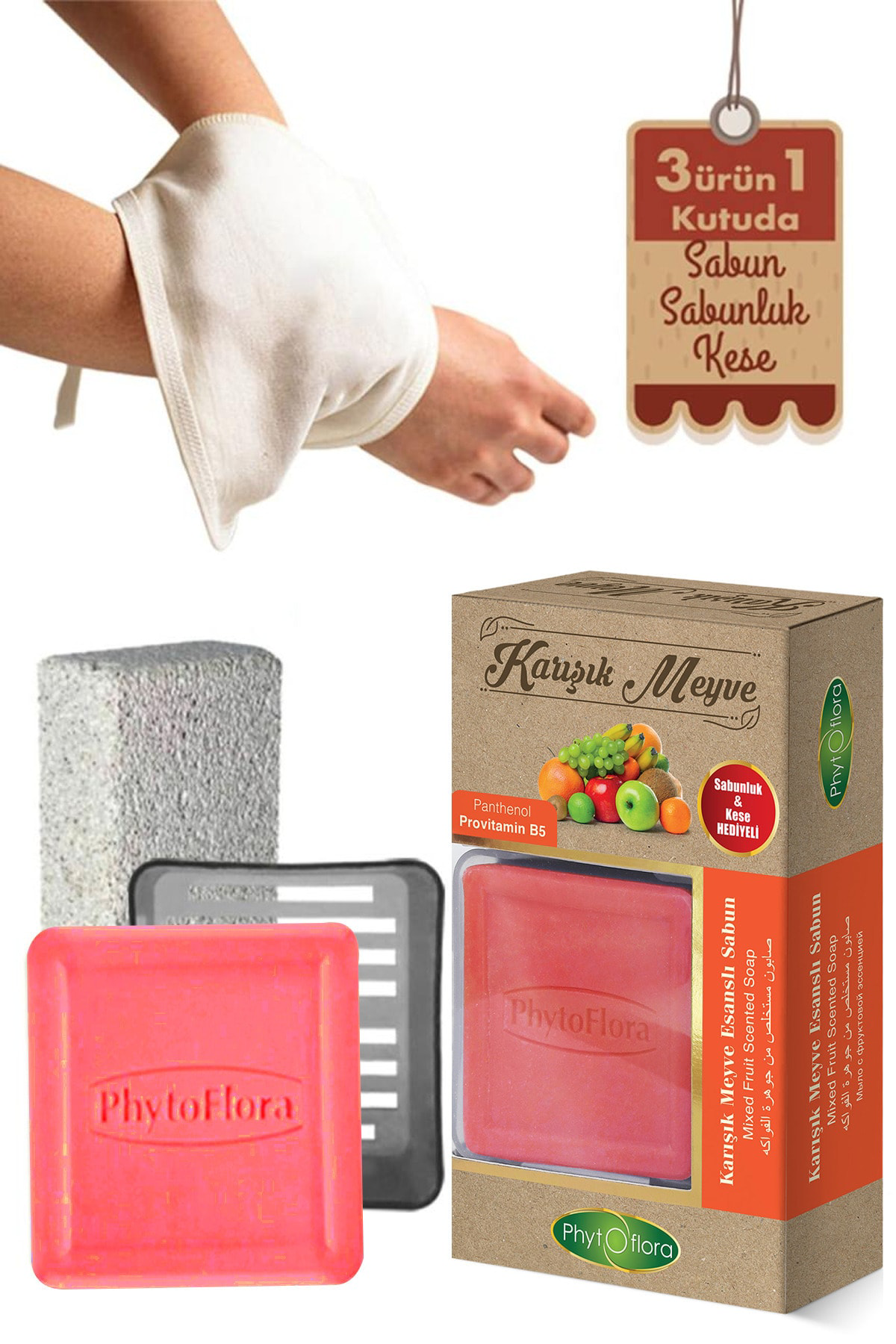 Karışık Meyve Sabunu Ve Banyo Kesesi, Katı Sabunluk