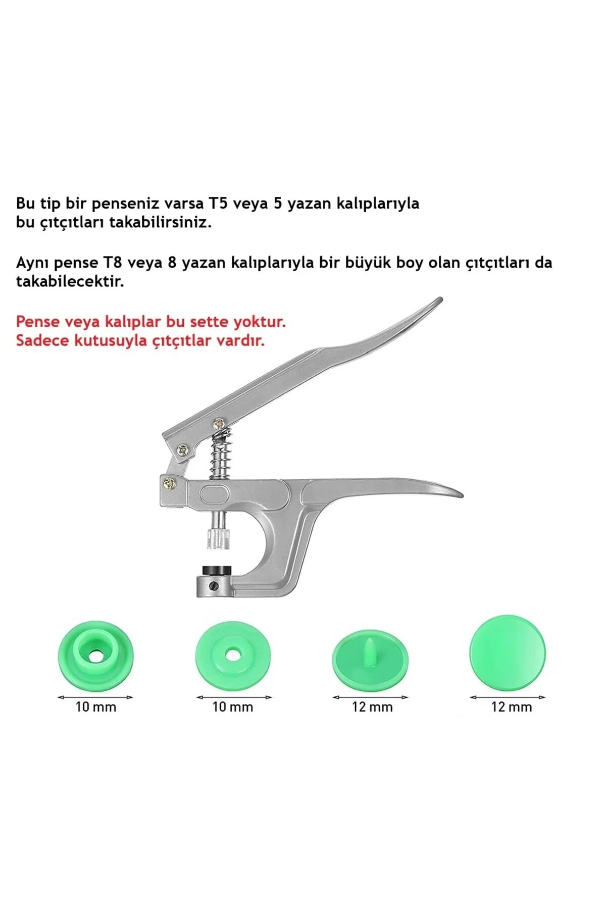 Karışık Renkli T5 Plastik Çıtçıt (360 adet) (12mm Plastik Çıtçıt)