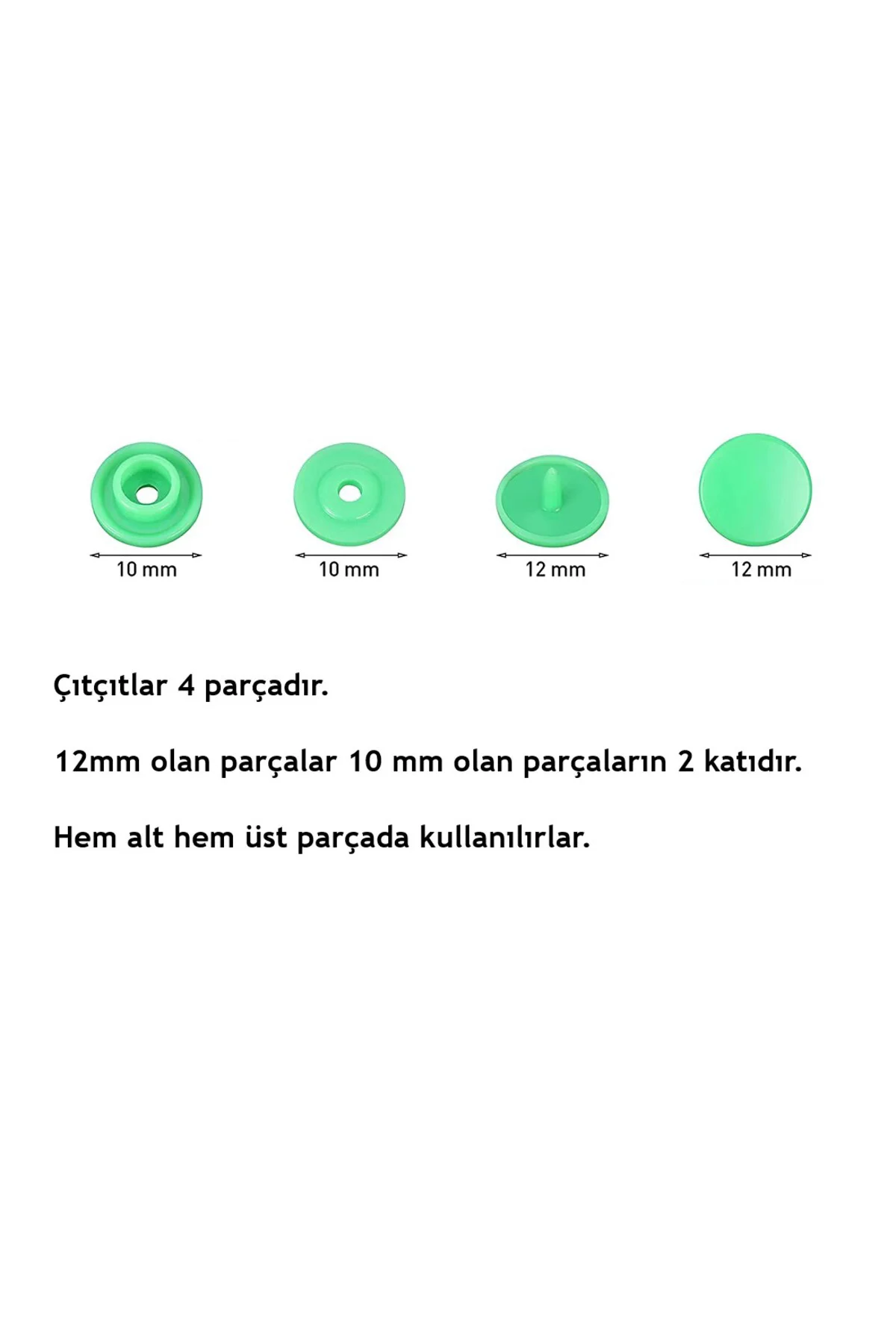 Karışık Renkli T5 Plastik Çıtçıt (240 adet) (12mm Plastik Çıtçıt)