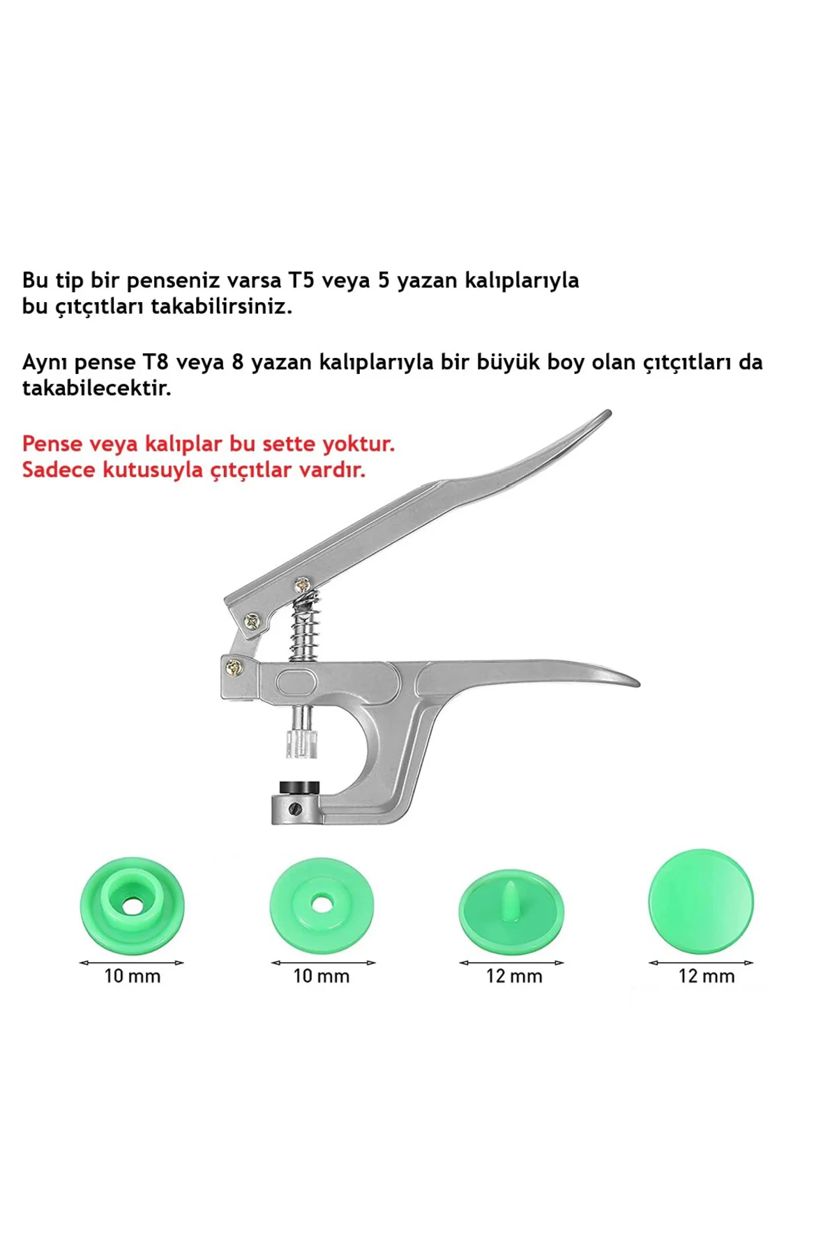 Karışık Renkli T5 Plastik Çıtçıt (240 adet) (12mm Plastik Çıtçıt)