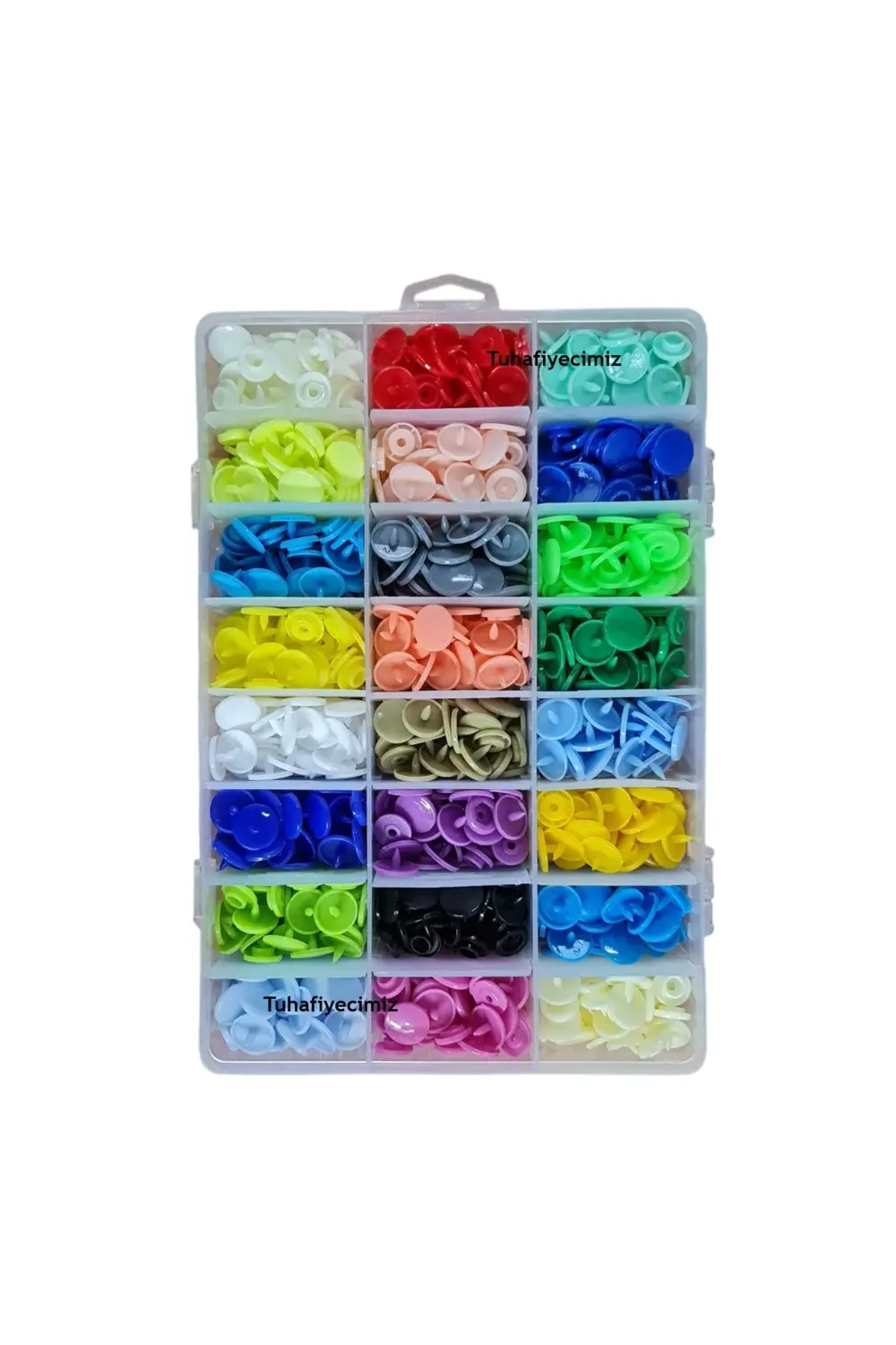 Tuhafiyecimiz Karışık Renkli T5 Plastik Çıtçıt (360 Adet) (12Mm Plastik Çıtçıt)