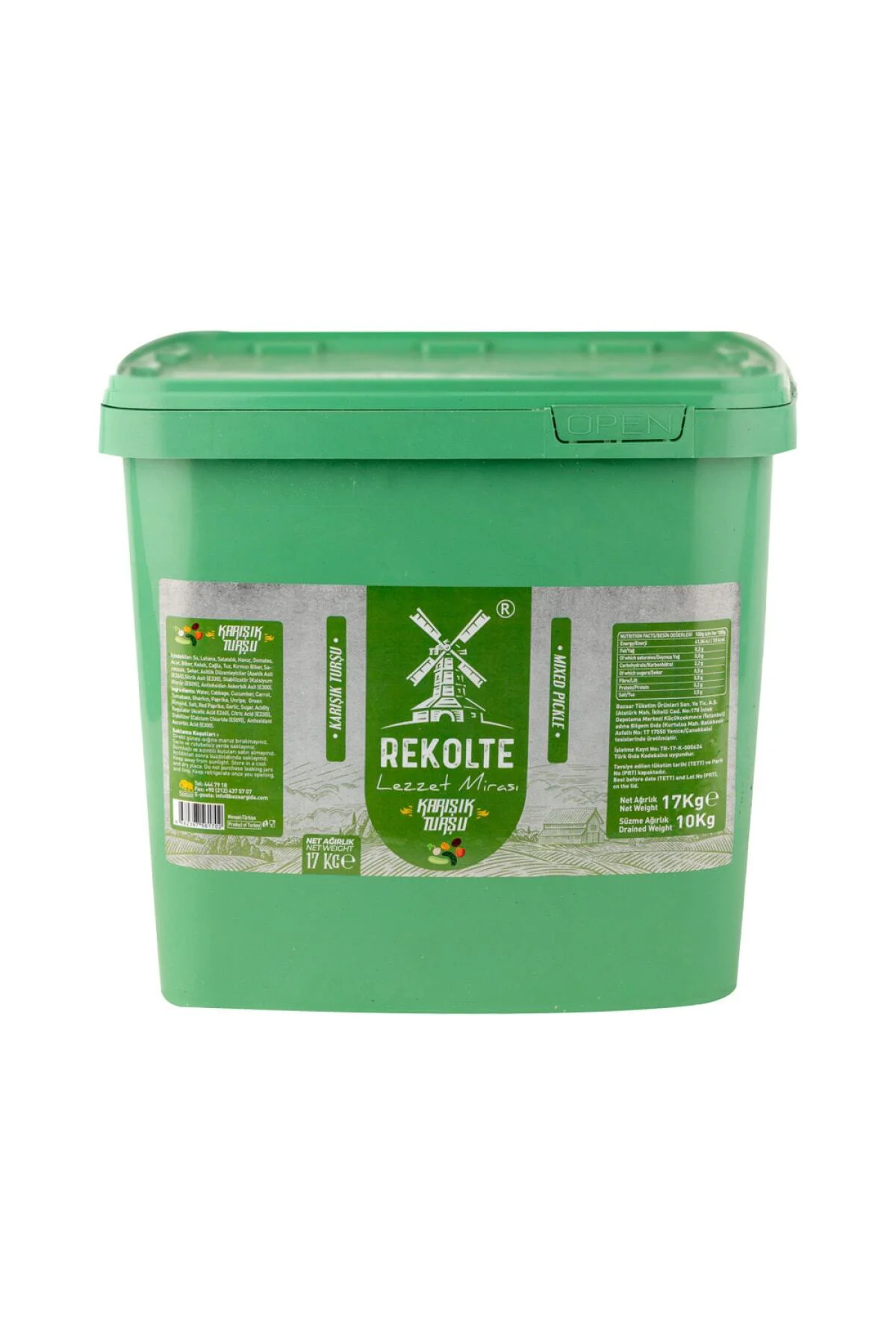 Karışık Turşu 17 Kg Kova -süzme 10 Kg-