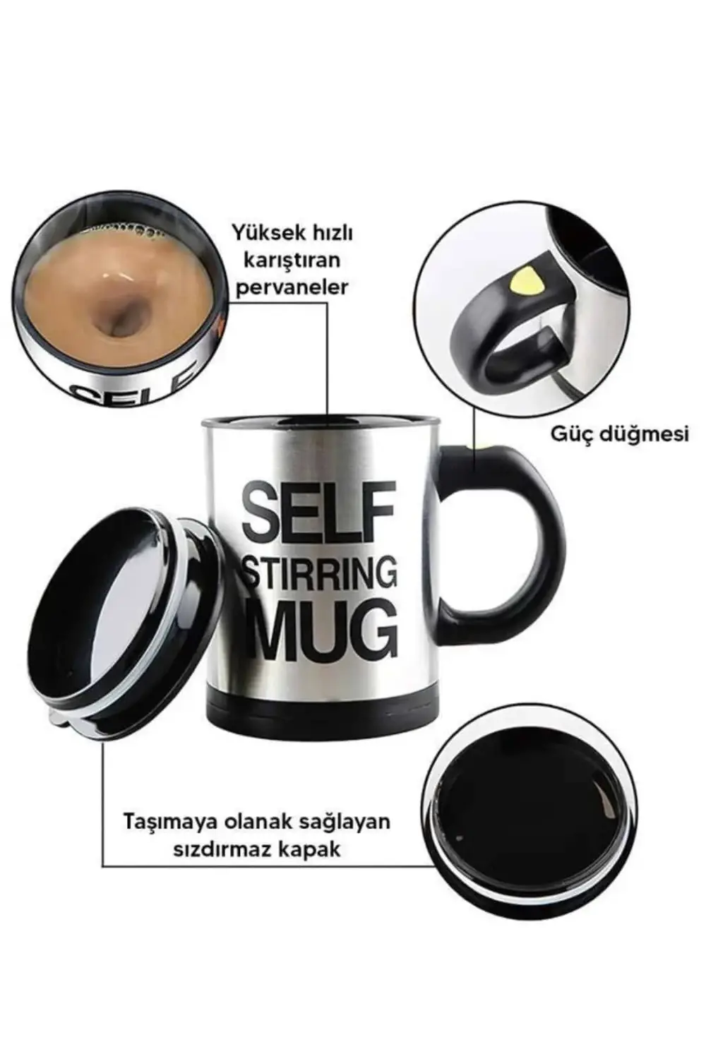 Karıştırıcı Özellikli Mikser Kupa Bardak Kompakt Taşınabilir Mug