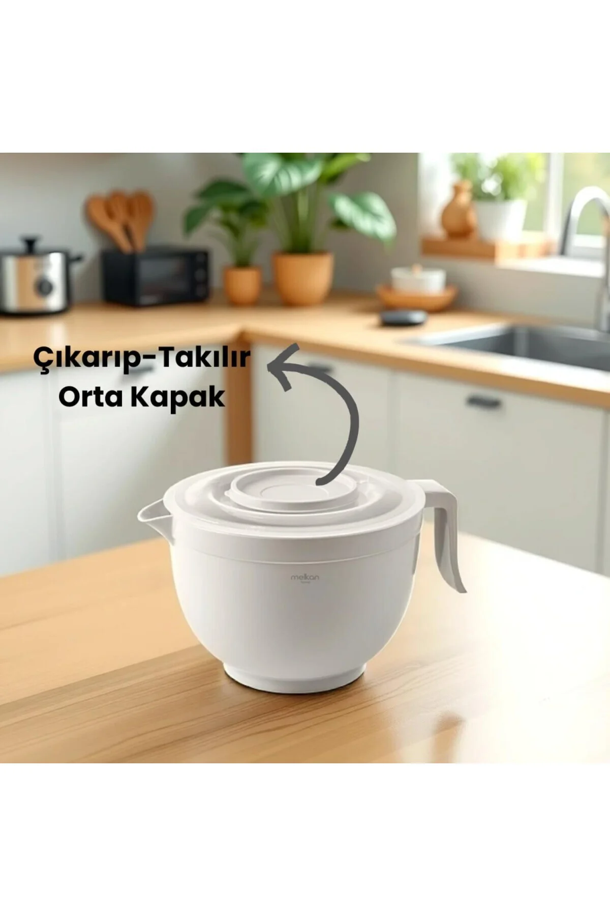 Karıştırma Kabı & Mikser Kase Kapaklı Mikser Kase 3 Litre Çırpma 