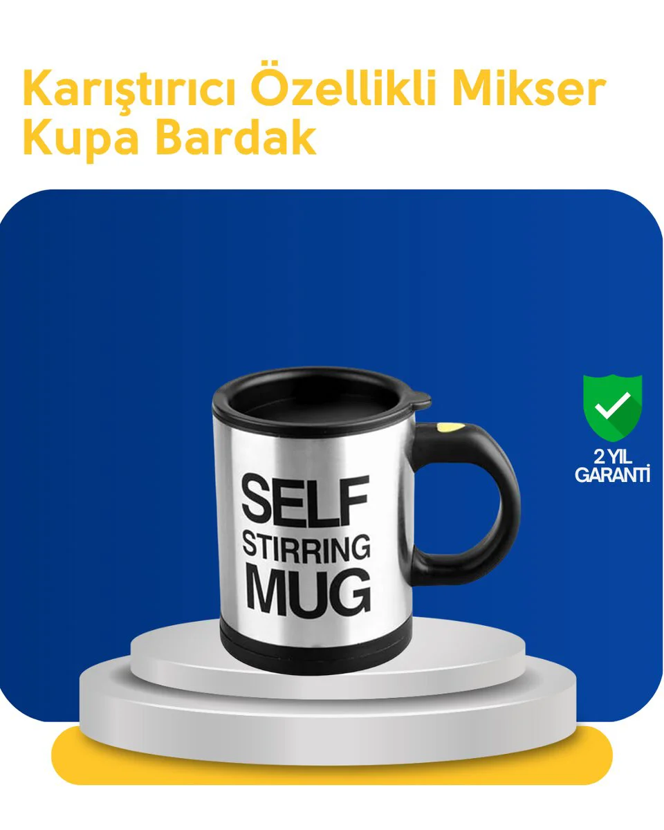 Karıştırmalı Termos Kupa - Tek Tuşla Otomatik Karıştırma ve Uzun Süre Sıcak Tutma