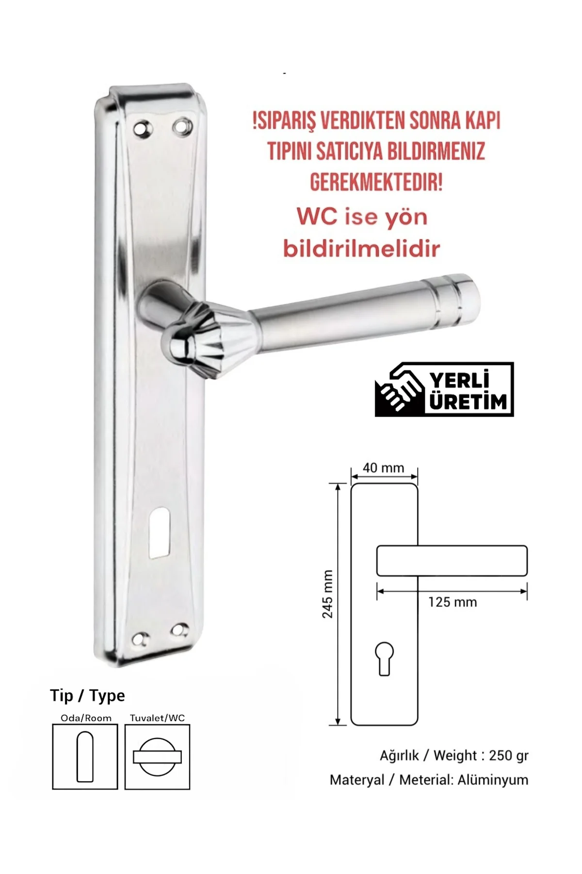 KARİZMA LALE AYNALI NİKEL-SATEN KAPI KOLU