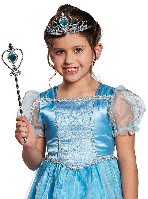 Karlar Ülkesi Elsa Mavi Kalpli Taç ve Mavi Asa Seti Çocuk Boy Karlar Ülkesi Elsa Mavi Kalpli Taç ve Mavi Asa Seti Çocuk Boy