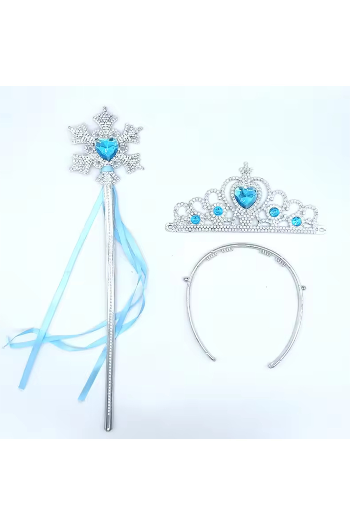 Ok Aksesuar Karlar Ülkesi Elsa Mavi Kalp Tacı Ve Kar Temalı Asa Seti Go506089
