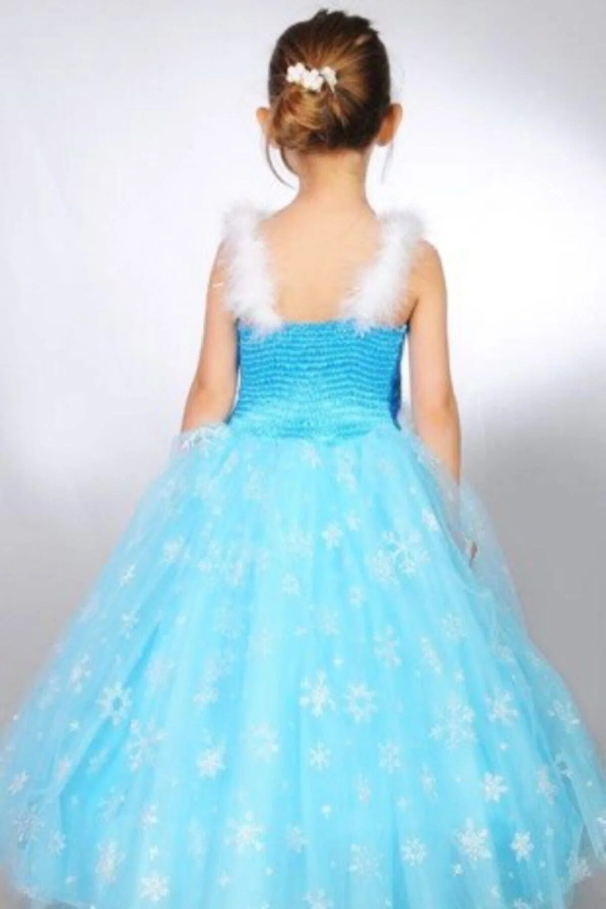 Karlar Ülkesi Frozen Elsa Kostüm Mavi Tarlatanlı Askılı Elbise Kı