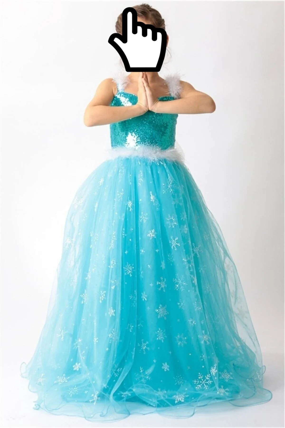 Karlar Ülkesi Frozen Elsa Kostüm Mavi Tarlatanlı Askılı Elbise Kı