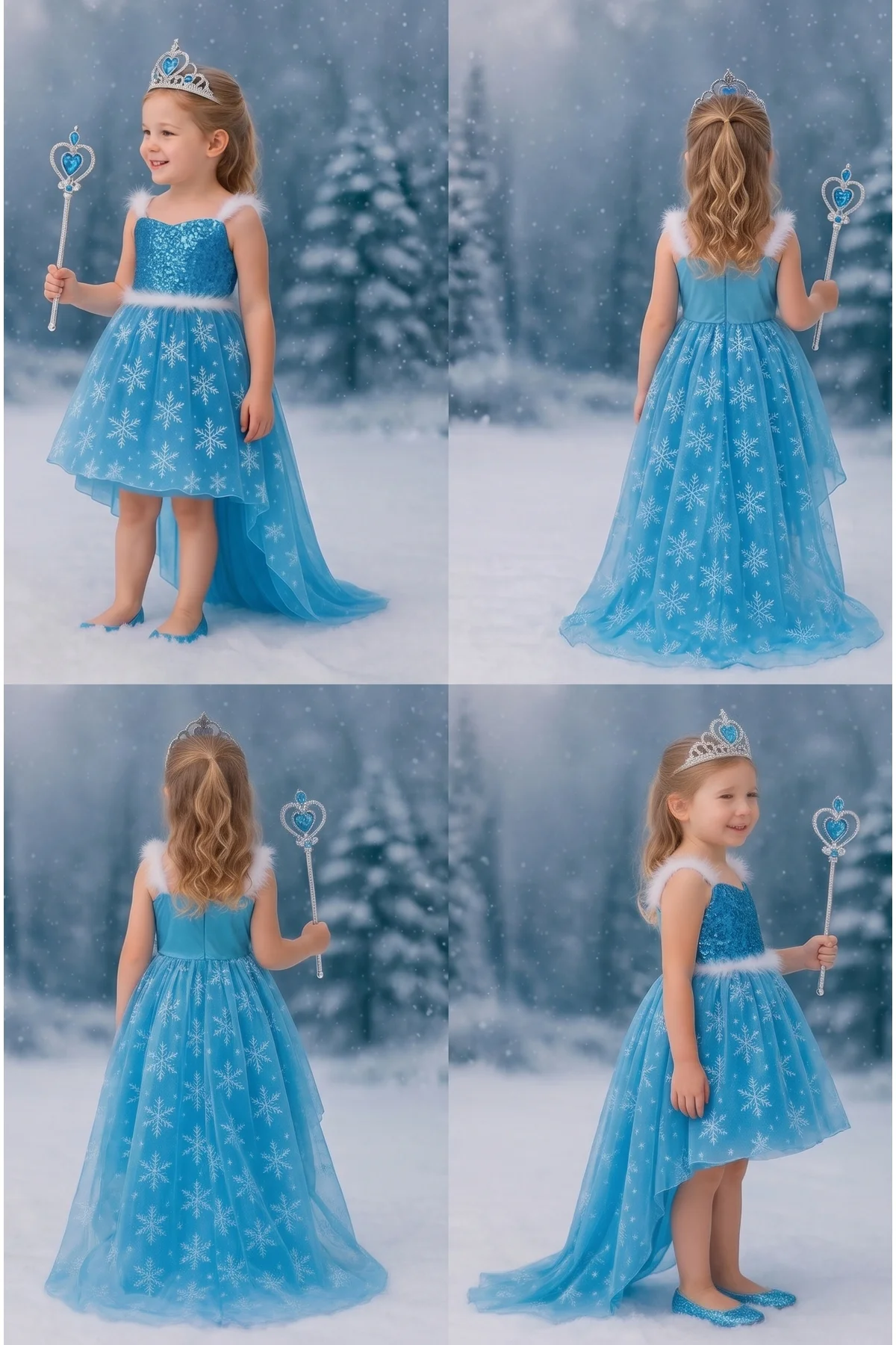 Karlar Ülkesi Frozen Elsa Kostümü Mavi Ön Kısa Arka Kuyruklu Tüllü Kız Çocuk Prenses Elbisesi eco Karlar Ülkesi Frozen Elsa Kostümü Mavi Ön Kısa Arka Kuyruklu Tüllü Kız Çocuk Prenses Elbisesi eco