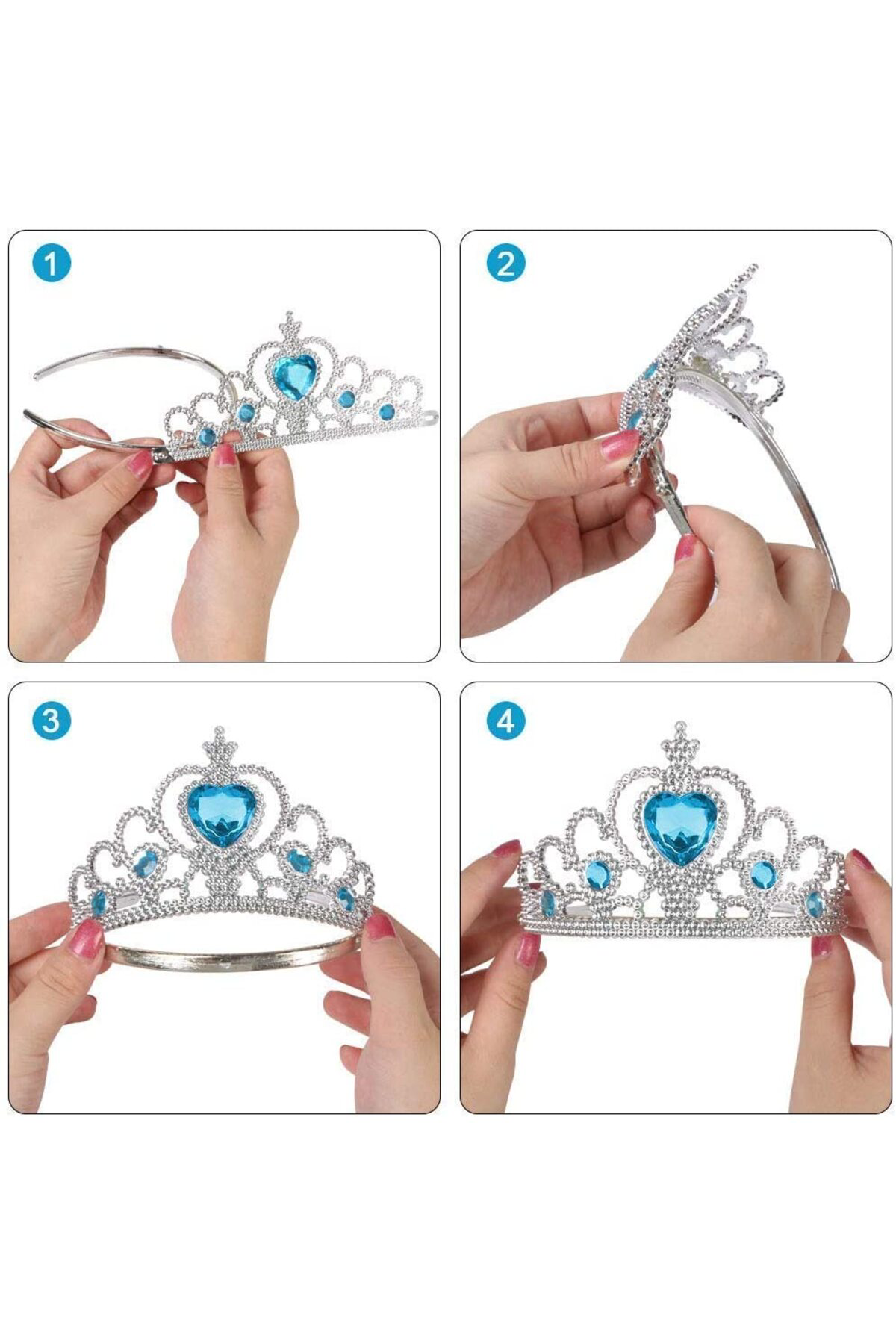 Ok Aksesuar Karlar Ülkesi Mavi Kalpli Taşlı Elsa Tacı Go50604008590