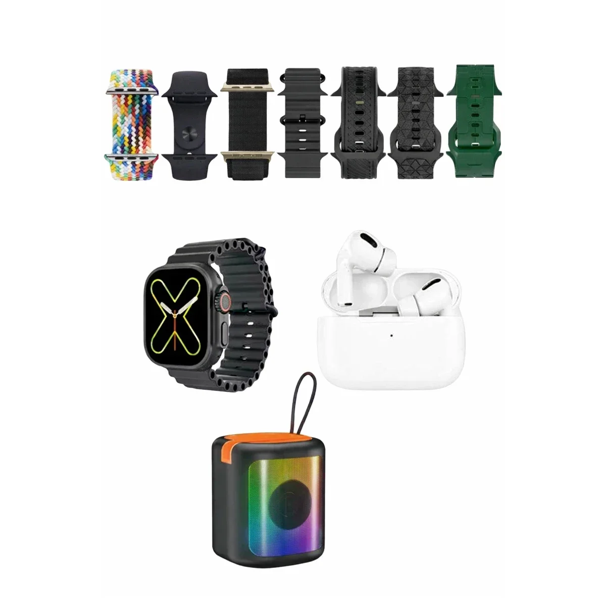 Karler Bass K28 Kombo 7 Adet Kordon Akıllı Saat Airpods Kulaklık Kablosuz Hoparlör Set - Siyah Fiyatı, Yorumları ve Özellikleri