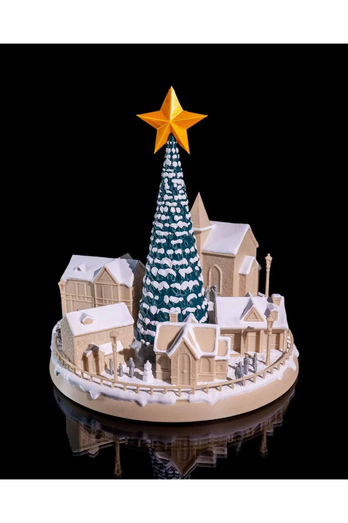 Karlı Noel Evi Obje Çam Ağaclı Yılbaşı Köyü Obje Büyük Boy 20CM