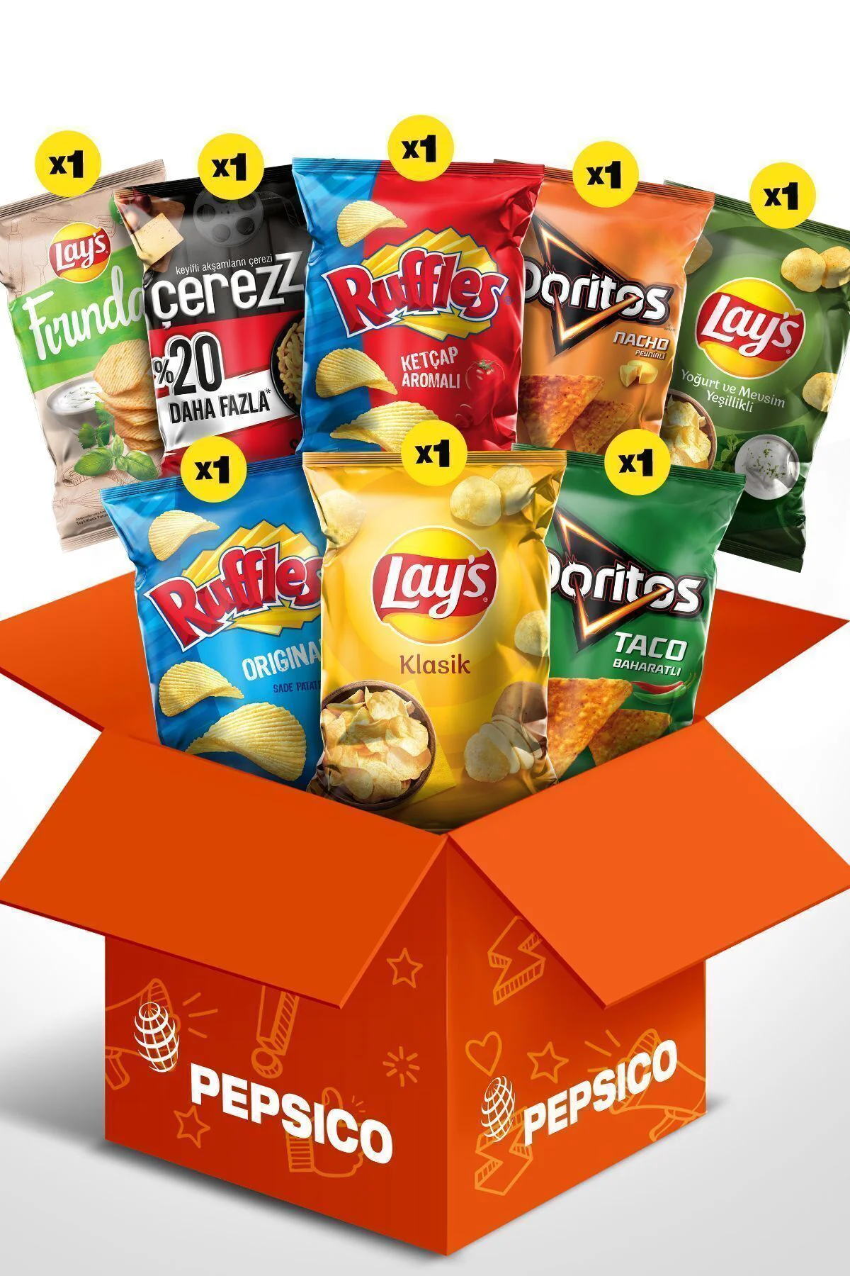 Karma Cips Paketi 8 Parça (DORİTOS, RUFFLES LAY'S, ÇEREZZA)