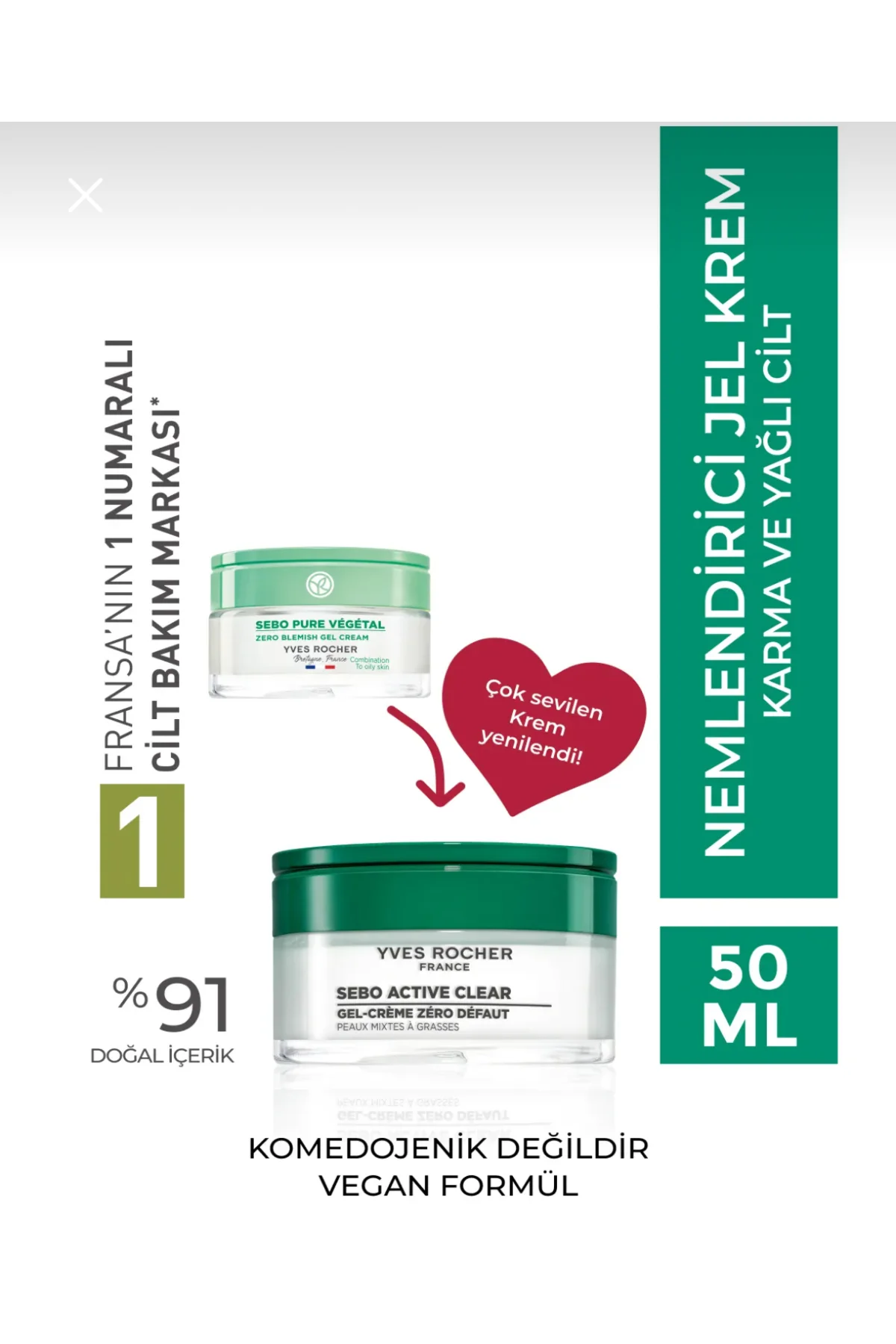 Karma Ve Yağlı Ciltler Için Sebo Vegetal Jel Krem - Çinko & Salisilik Asit-50 ml