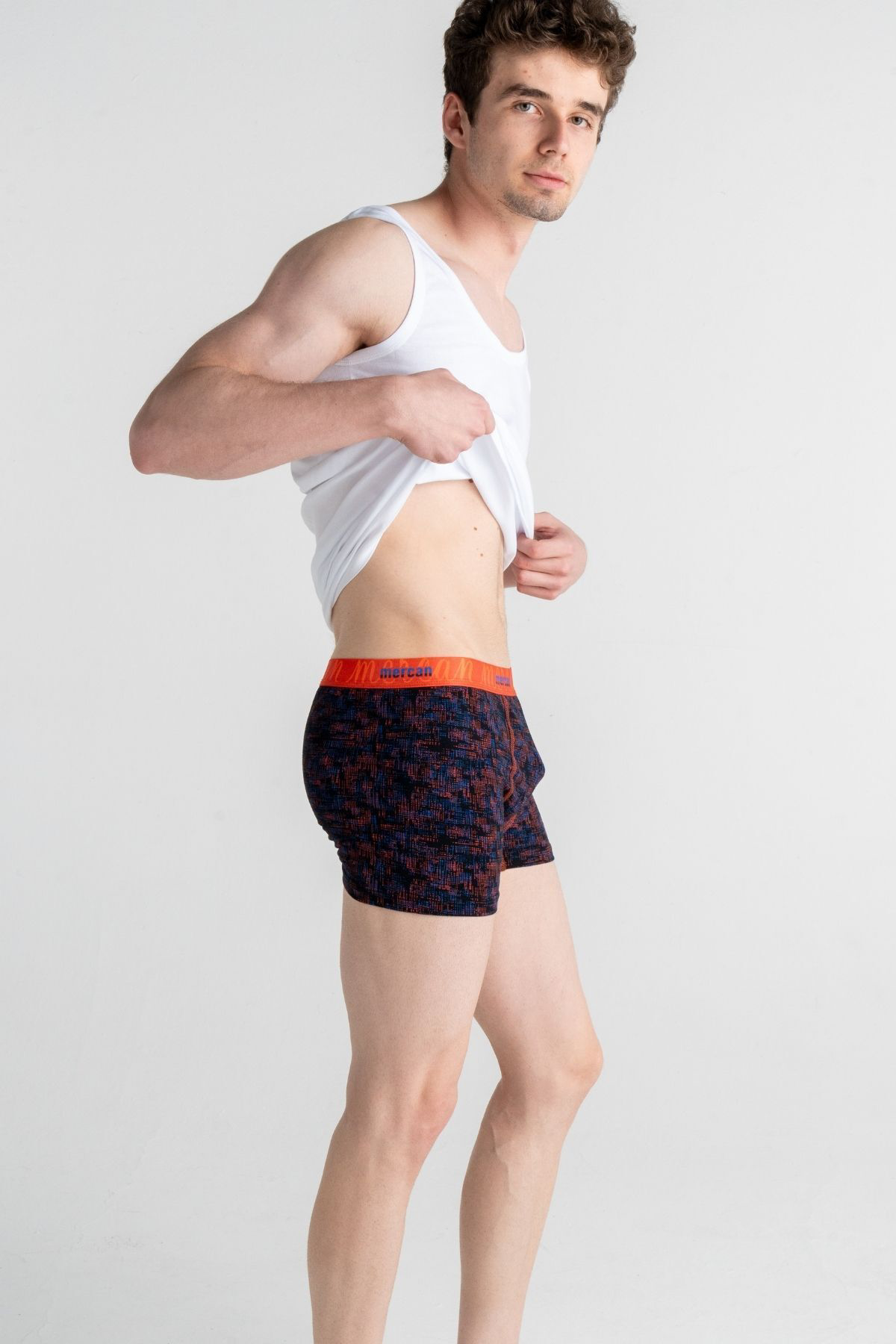 Mercan Karmaşık Desenli Pamuklu Baskılı Esnek Erkek Boxer