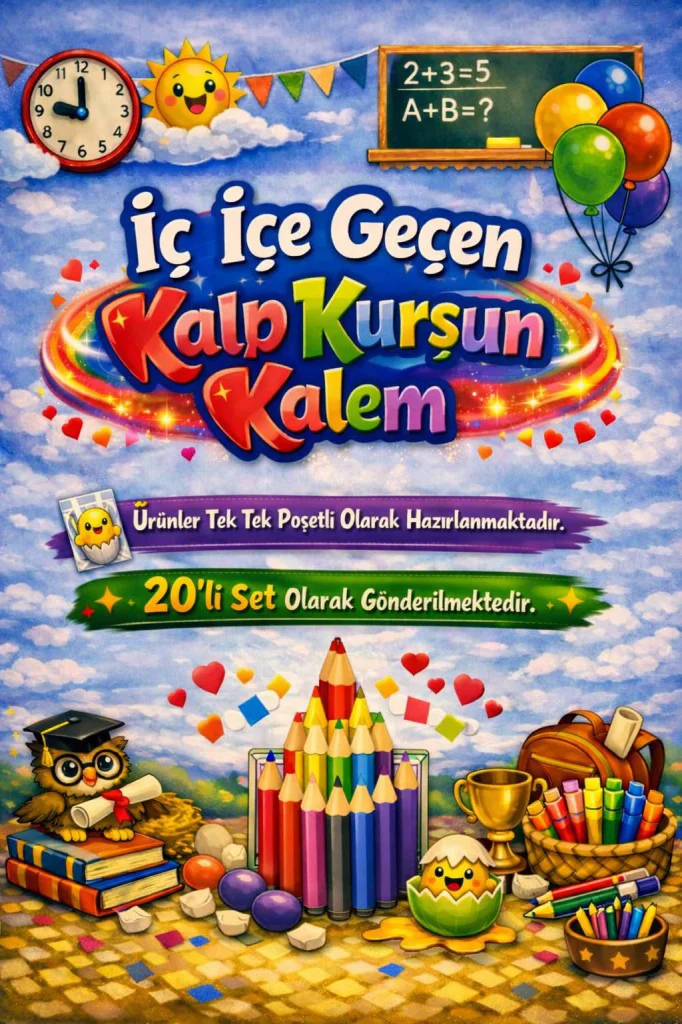 Karne Hediyesi 20 Set Kalp Kurşun Kalem ve Tebrik Kartı