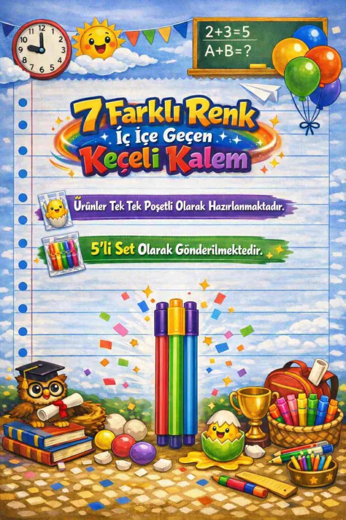 Karne Hediyesi 5 Set Renkli Keçeli Kalem ve Tebrik Kartı Karne Hediyesi 5 Set Renkli Keçeli Kalem ve Tebrik Kartı