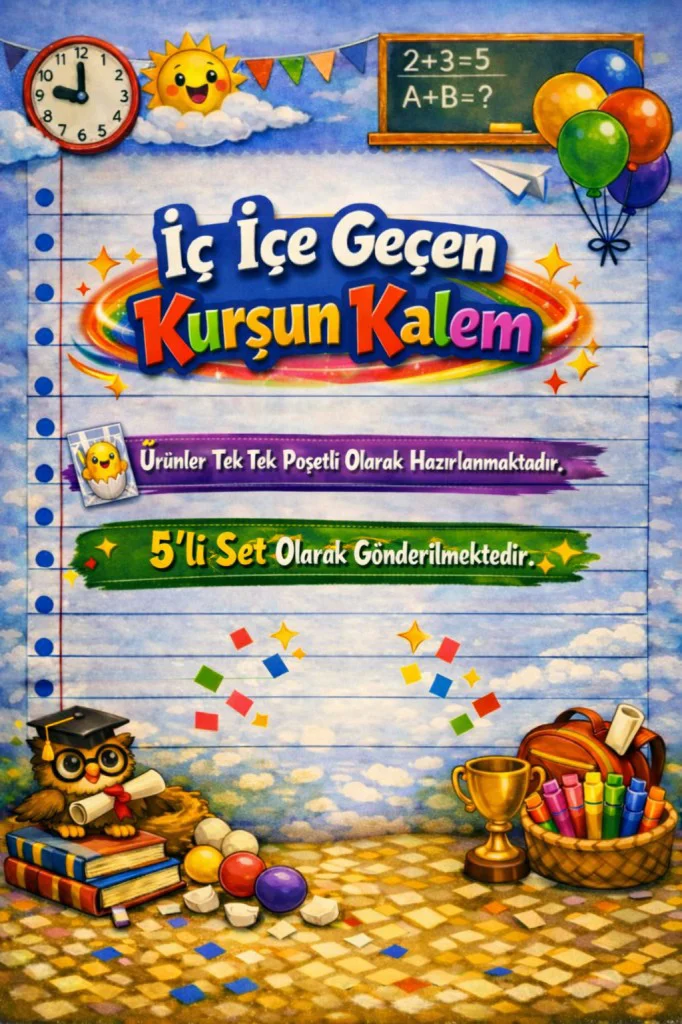 Karne Hediyesi 5 Set Kurşun Kalem ve Tebrik Kartı