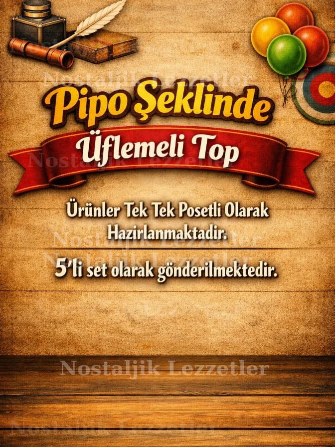Karne Hediyesi 5 Set Pipo Şeklinde Üflemeli Top ve Tebrik Kartı Karne Hediyesi 5 Set Pipo Şeklinde Üflemeli Top ve Tebrik Kartı