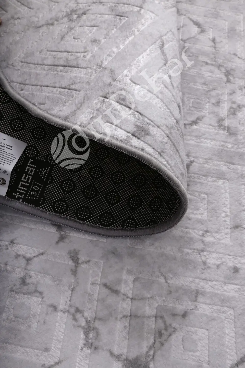 Karo Gri Yuvarlak Saçaksız Yıkanabilir Kaymaz Halısı Antre Mutfak