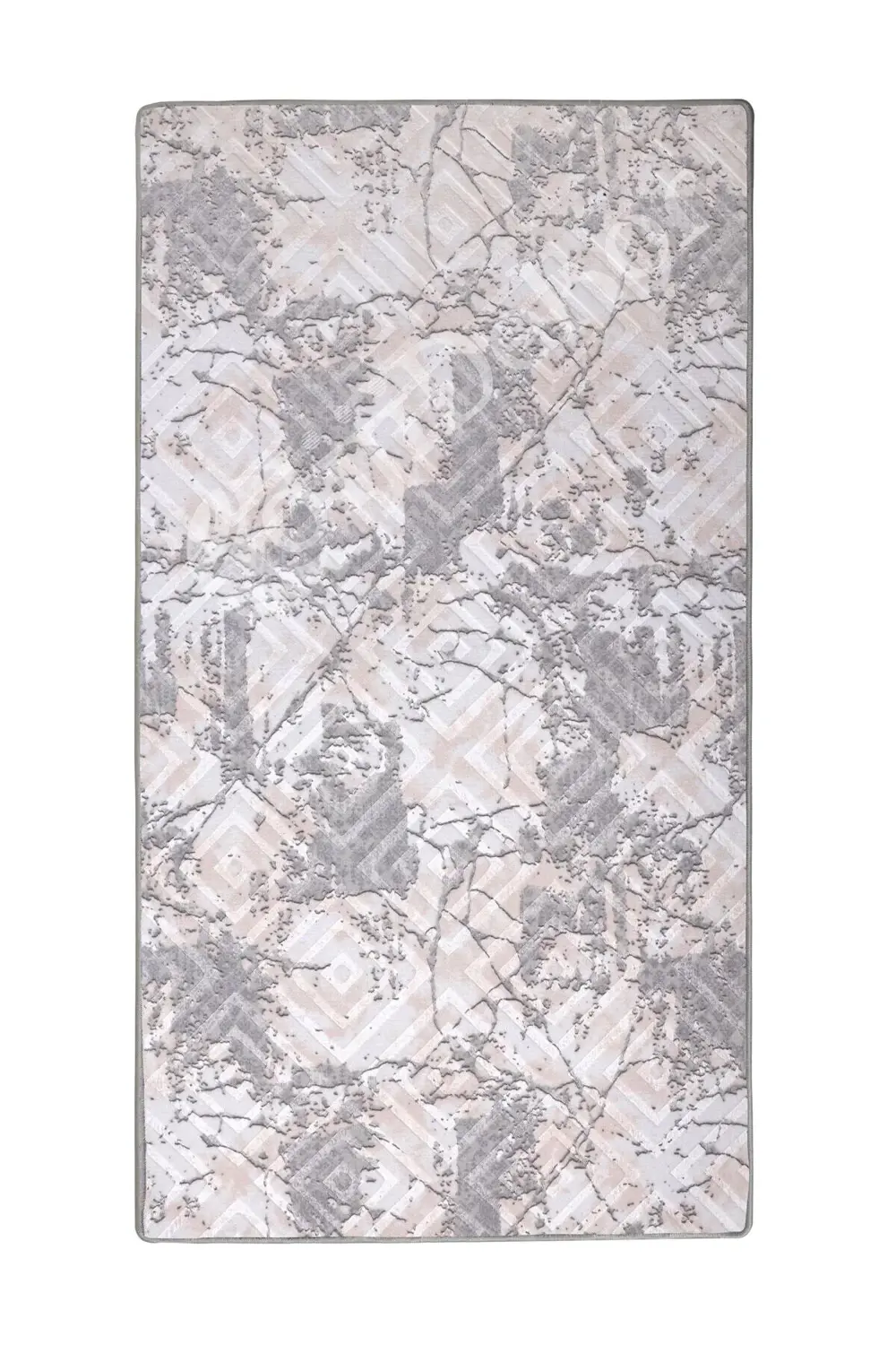 Karo Gri3 Saçaksız Yıkanabilir Kaymaz Salon Halısı Antre Mutfak H